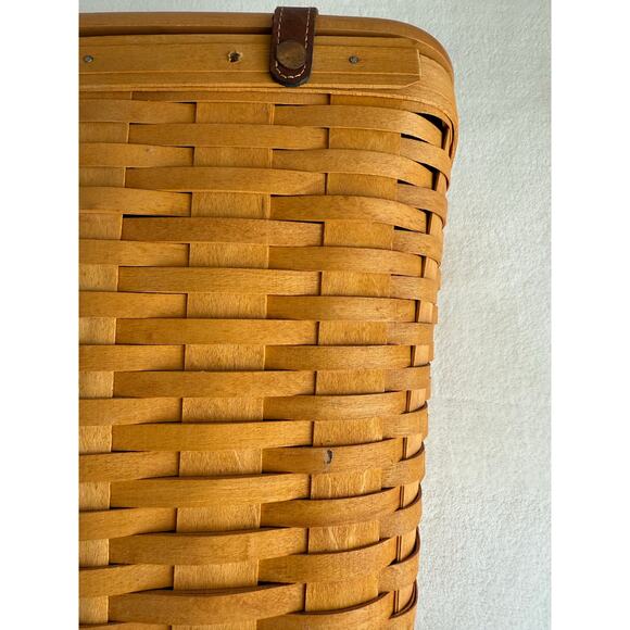 Longaberger 2000 Large Mail Basket w/ Leather Connectors to Lid & Protector - Picture 8 of 14